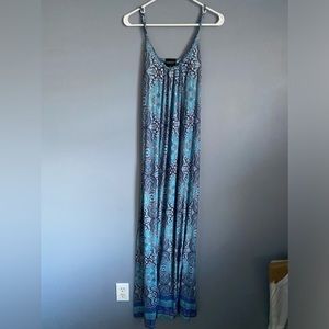 Blue print long comfy dress